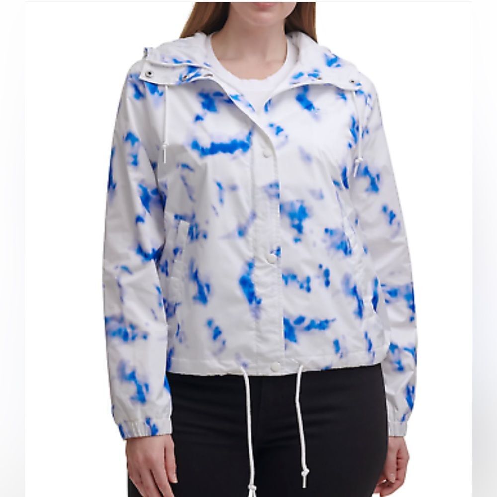 Women's Levi's Lightweight Retro Rain Slicker Jacket - Blue Tie Dye - XL